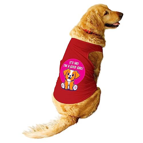 Image of Ruse Pet I m a Good Girl Printed Dog Round Neck Sleeveless Vest Tank T-Shirt /Tees Apparel /Clothes /Tees Gift for Dogs (Red /S (Apso, Cocker Spaniel etc.)