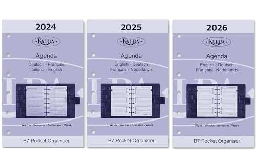 Kalpa Pocket 6 Ring Planner Nachfüllungen Organiser Wöchentlich Komplettset Deutsch Französisch 2024 2025 2026