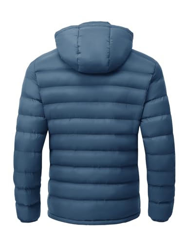 Image of TBMPOY Men's Lightweight Puffer Jackets Detachable Hood Water-Resistant Casual Winter Coat Hooded Insulated for Travel Ski