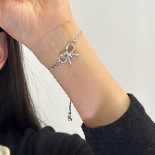 Bow Bracelet for Women Cubic Zirconia Bowkont Charm Bracelet Christmas Bow Jewelry3