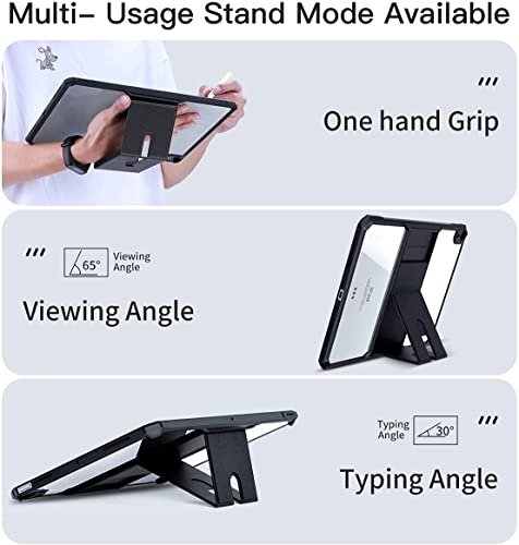 Image of RIGGEAR Xundd Back Cover Case for iPad 10.2 inch 9th, 8th, 7th Gen (2021,2020,2019 Models) with Stand, Slim Clear PC, Shock Absorption Soft TPU Edge Bumper