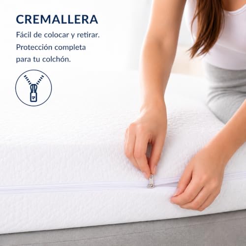 Funda de colchón acolchada de algodón 105x190 con cremallera transpirable 3