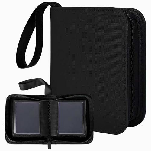 KMOPUYV 1 Pocket Toploader Binder 40 Pockets One Pocket Mini Trading Card Album Diamond Leather Small Card Binder for 3x4 Rigid Top Loaders Portable TCG Photocard Holder-Black