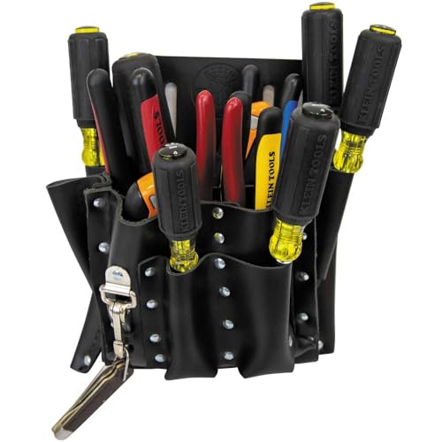 Klein Tools 5165 Pocket Tool Pouch with Knife Snap, 10 Pockets, Stitched and Riveted Leather, Fits Belts up to 2-Inch Wide - Thumbnail 6