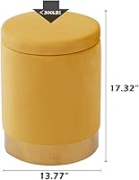 Vista 2 de Taburete otomano de terciopelo de almacenamiento multiusos de 23 cuartos con base de metal, moderno taburete redondo para tocador, taburetes