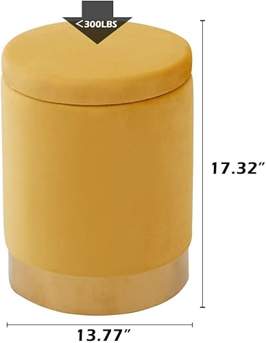 Miniatura 2 de Taburete otomano de terciopelo de almacenamiento multiusos de 23 cuartos con base de metal, moderno taburete redondo para tocador, taburetes