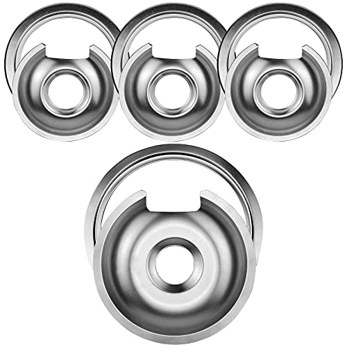 Range Burner Drip Pan & Rings Kit WB32X10013 WB32X10012 (Include 3 Small 6-in And 1 Large 8-in) Compatible with Older G-E Stove Range by Fetechmate