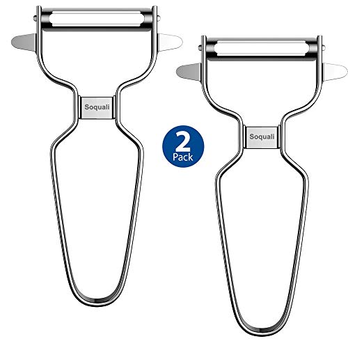 Kitchen Vegetable Peeler Stainless Steel - Potato Carrot Peeler, Y Peeler for Veg and Fruit, Easy Peeling Paring Knife for Right & Left Handed, Useful Kitchen Tools Gadgets, Dishwasher Safe (2 Pack)