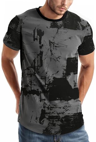 Image of comefohome Mens T-Shirts Graphic Fashion Tshirt UK Casual Short Sleeve Tee Tops Hipster Hip Hop T Shirts Cool Shirt Grey 3XL