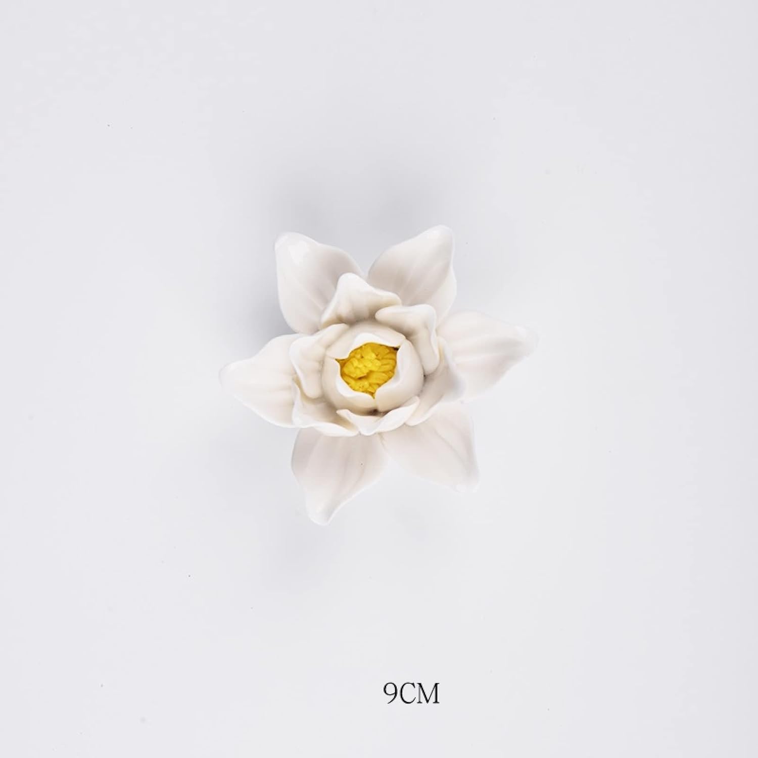 Artificial Handcrafted Ceramic White Magnolia Flower Sculpture 3D Wall Art Decor Home Office Wedding Gift 9cm