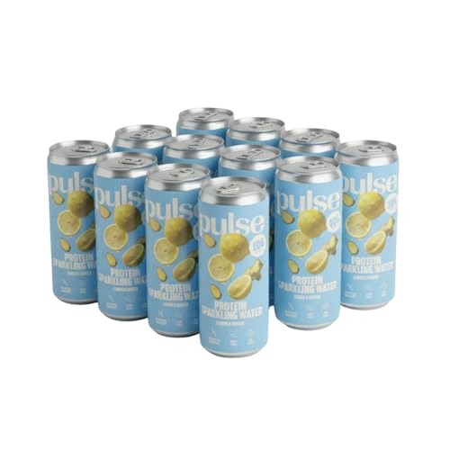 Pulse Protein - Pulse Protein – Pack de 12 Eaux Pétillantes Protéinées Citron gingembre 330 ml – Faible en sucre – Sans arômes artificiels – 10 g de protéines par canette – Vegan & rafraîchissant