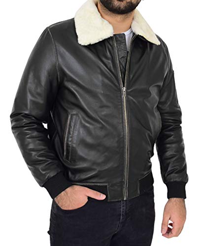 Veste en cuir de mouton noir pour homme Fashion Goods A1 en taille M