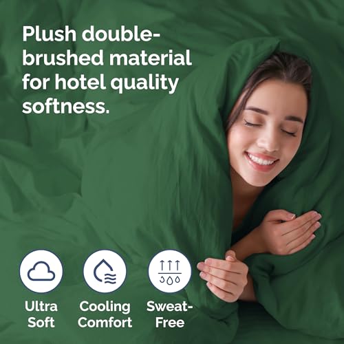 Image of Duvet Cover Full Size Set - Extra Soft Full Duvet Cover 80 inch x 90 inch with 2 Pillow Shams for Women, Men, Kids & Teens - Hotel Luxury w / Zipper Closures & Ties - Comfy, Cozy & Breathable (Emerald Green)