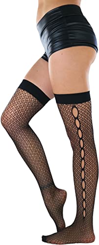 Image of ToBeInStyle Women's Fine Classic Fishnet Thigh High Stretch Nylon Novelty Stockings