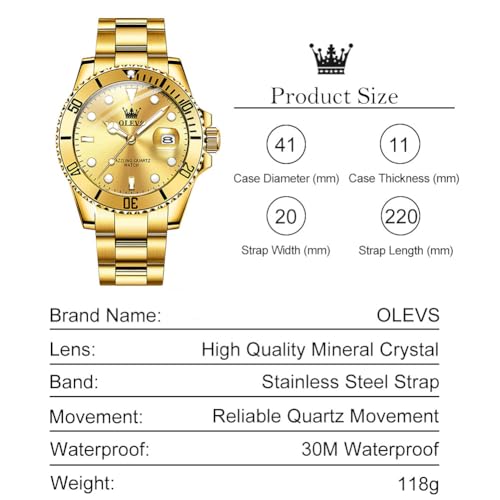 OLEVS Luxury Classy Stainless Steel Quartz Large Face Watches for Men - image 6