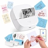 Membship B23a Mini Thermal Printer, 2.2-Inch Bluetooth Sticker Maker with 3 Paper Rolls for Notes, Journaling and...