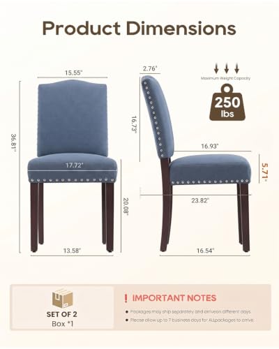 Image of Upholstered Dining Chairs Set of 2 with Thickened Seat Cushion