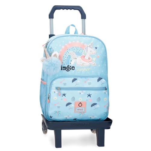 Magic Summer Zaino scuola con carrello 30x38x12 cm Taglia unica con poliestere blu