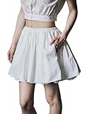 BAUTELICATE Damen Rock Kurz Sommer 100% Baumwolle A-Linie Mini Rock Lässig Solid Faltenrock mit Taschen Freizeitrock Weiß, XXL