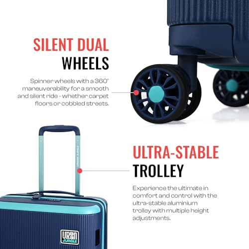 Image of Urban Jungle Lumolite Medium Trolley Bag Hardside Polycarbonate Medium (65 cm) Light Weight Suitcase with, 8 Spinner Wheels and TSA Lock Travelling Luggage for Men & Women | Navy Blue