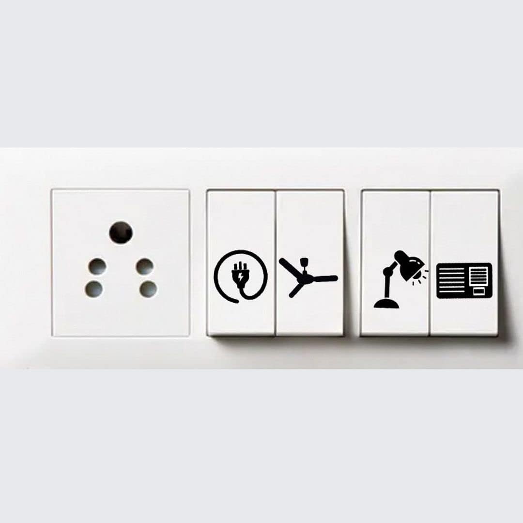 CVANU Transparent Switch ID Sticker Vinyl Labels 3-A4 Sheets for Electric Board Appliances_(12x9inch)_Black