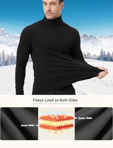 2 Pack Men's Thermal Casual Slim Fit Basic Tops Double-Sided Fleece Lined Knitted Turtleneck Pullover Sweater2