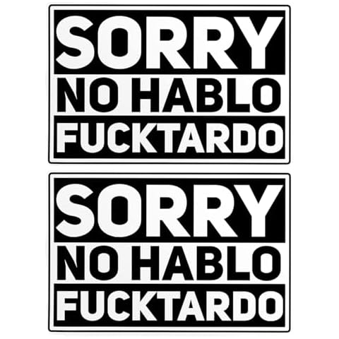 Bad Fish Custom Decals No Hablo Fucktardo 2 Pack Gloss Vinyl Waterproof Indoor Outdoor for car, Laptop, Hard hat, etc Cover