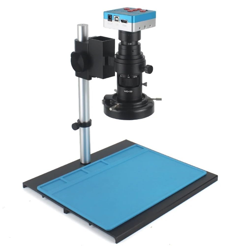 Microscope 48MP 4K USB HDMI Digital Video Monocular Microscope Camera Continus Zoom 130X 180X C-Mount Lens for Soldering Phone Repair Tools(D 200X Set)