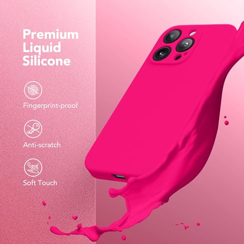 Image of Magnetic for iPhone 13 Pro Max Case, Compatible with MagSafe, [Full Camera Protection][Screen Protector] Silicone Shockproof Protective Phone Case for iPhone 13 Pro Max 6.7 inch, Hot Pink