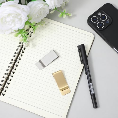 2PCS Cash Clip, Stainless Steel Money Clips, Small Slim Money Clip for Men, Pocket Cash Wallet, Gold & Silver4