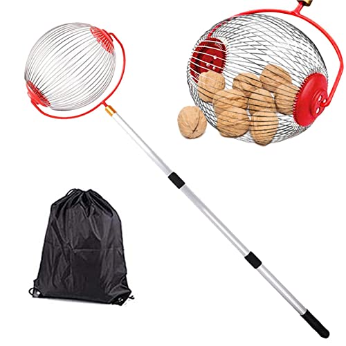 Kapaunn Collecteur de fruits avec tige télescopique réglable - Collecteur de noix - Collecteur de pommes - Collecteur de fruits - Pour balles de golf, balles de tennis