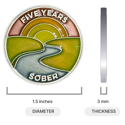 Image of The Achieve Mint 5 Years Sober Chip | Five Year Sober Token | Non-AA Gift, Non-Religious Medal for Women & Men Celebrating Their Sobriety