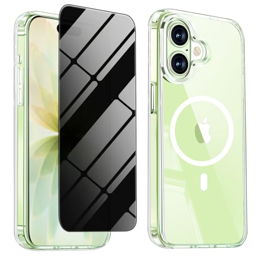 Image of Magnetic for iPhone 17 Case with Privacy Screen Protector,[Non-Yellowing] Shockproof Clear Phone Case Compatible with MagSafe Women Girls for iPhone17