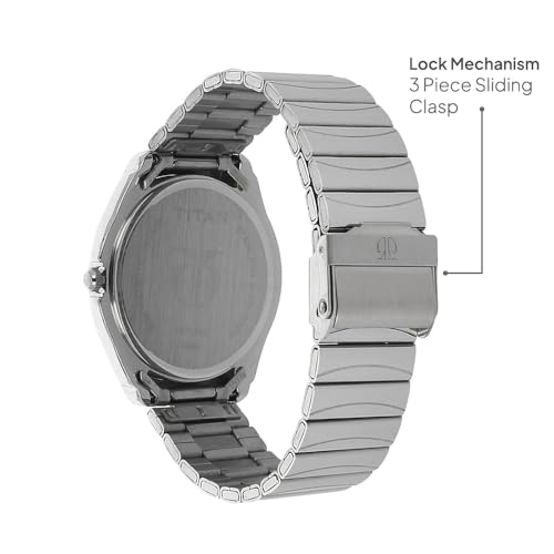 Titan Quartz Analog with Day and Date Black Dial Stainless Steel Strap Watch for Men-NS1578SM04 - Image 2