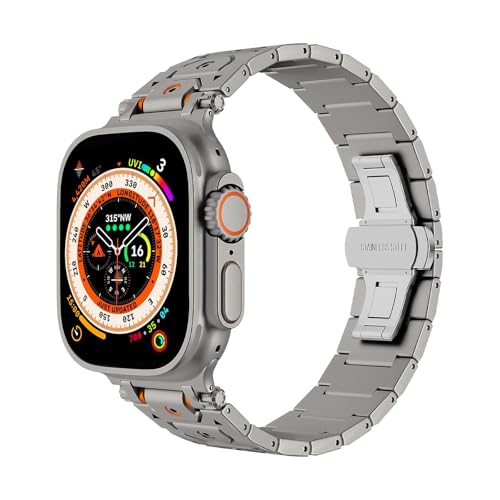Bracelet Apple Watch Ultra 3 en acier inoxydable avec maillons élégants et fermoir sécurisé