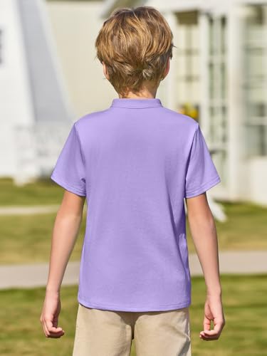 Haloumoning Boys Short Sleeve Henley Shirt Kids Casual Button Front Summer T-Shirts Tops Tees 5-14 Years