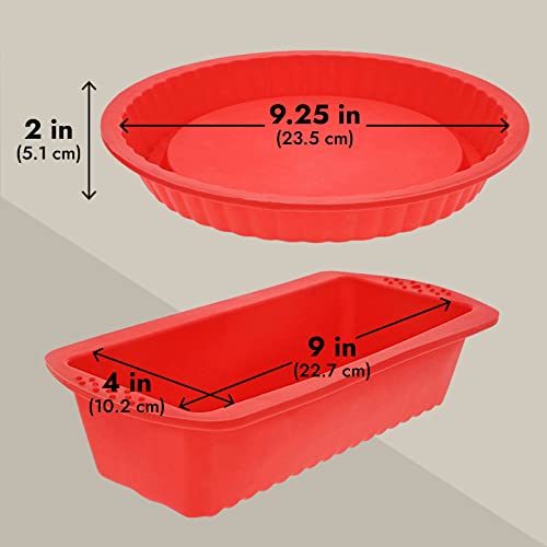 Juvale-4-Piece-Red-Silicone-Bakeware-Set-with-Square-Brownie-Pan-Bread-Loaf-Round-Cake-and-Pie-Pans-Easy-to-Clean-and-Multipurpose-Baking-Essentials-Kit-Nonstick