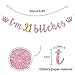 Pink Gold I'm 21 Bitches Banner, Happy 21st Birthday Banner Decor, Cheers to 21 Years Party Supplies for Girls