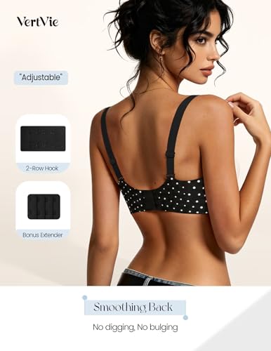 Image of Vertvie Jelly Wireless Bras for Women Push Up Plunge Seamless T-Shirt Bras No Underwire Supportive Full Coverage Bralettes