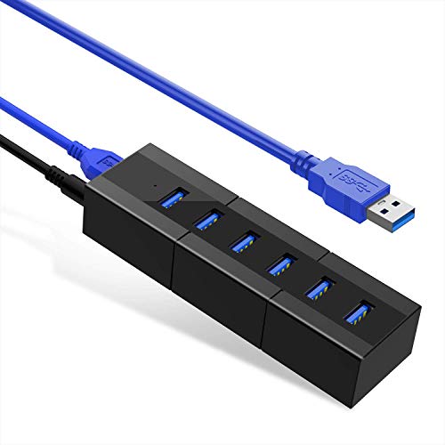 USB Hub 3.0 K&ZZ 6 Port 10W Data Hub with 6 USB 3.0 Port Compatible PC, Mobile HDD, USB Flash Drive, Mouse and More (Black)