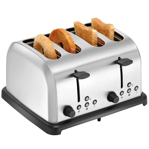 MBH - Tostadora de pan profesional de 4 rebanadas. Tostadora eléctrica industrial para bagels, panecillos y pan tostado.
