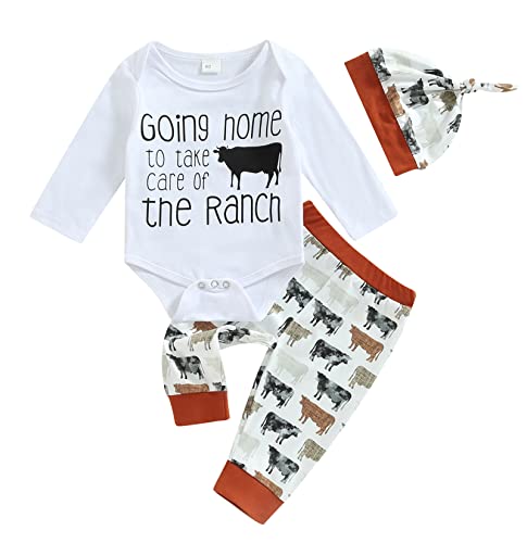 Lily.Pie Newborn Baby Boys Funny Bodysuits with Leggings Caps 3pcs Outfit Clothes (3-6 Months, Z-Bodysuit)