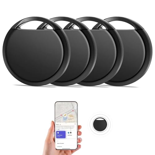 lrgnixs Air Tracker Tag 4-Pack,Bluetooth Gps Air Tracker Tag Compatible with Find My App (iOS Only),Ip67 Waterproof Item Finders Location Tag,Suitcase Tracker for Bags Wallets Keys,Black