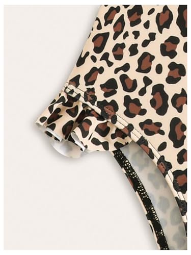 GORGLITTER Girl's Leopard One Piece Swimsuits Ruffle Criss Cross Bathing Suit3