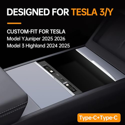 Câbles rétractables doubles Type C sur ce concentrateur USB pour Tesla Model Y 117W - 2