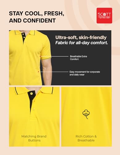 Image of Scott International Cotton Polo T Shirt | Collar Tshirts | Half Sleeves Plain T Shirt | T-Shirt |Tshirt for Men Stylish | Men's Tshirt