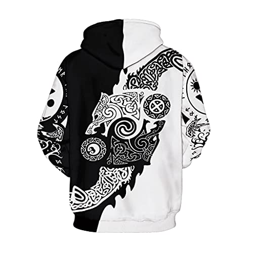 Veste décontractée à capuche pull loup viking imprimé 3D XXL