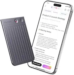 Plaud Note Gravador de voz IA com capa preta Transcreve resumo com tecnologia de IA, suporta 112 idiomas 64 GB de memória controlo de reunião com App ideal para aula chamada entrevista
