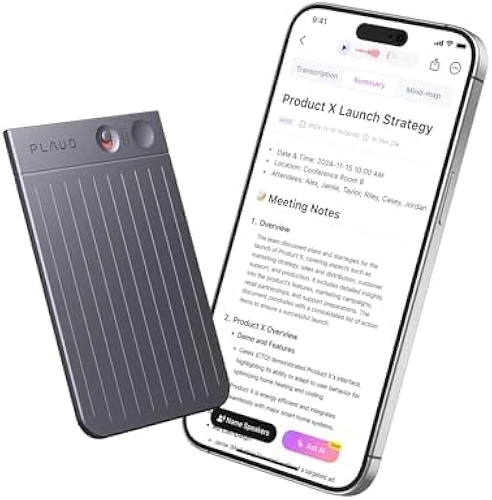 Plaud Note Gravador de voz IA com capa preta Transcreve resumo com tecnologia de IA, suporta 112 idiomas 64 GB de memória controlo de reunião com App ideal para aula chamada entrevista