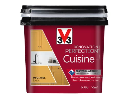 V33 Peinture de rénovation cuisine, Rénovation perfection Moutarde satin 750ml 117998
